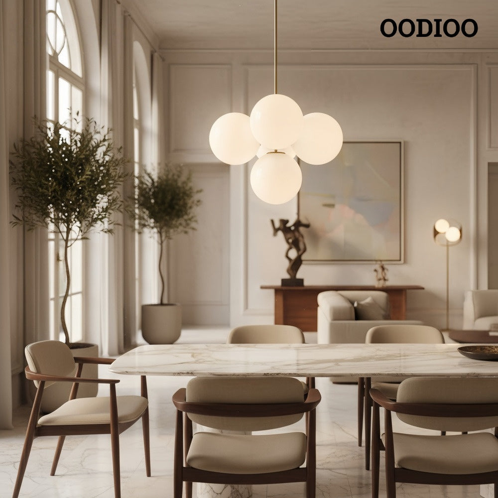 Ulvara Sculptural Globe Pendant Light – Contemporary Linear Chandelier for Living Spaces