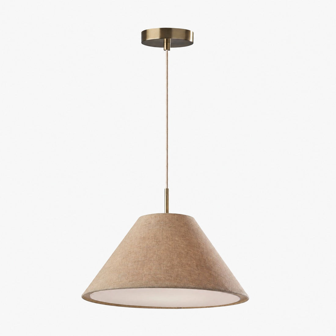 Lorvion Linen Drum Shade Flush Mount & Pendant - Antique Brass Ceiling Light