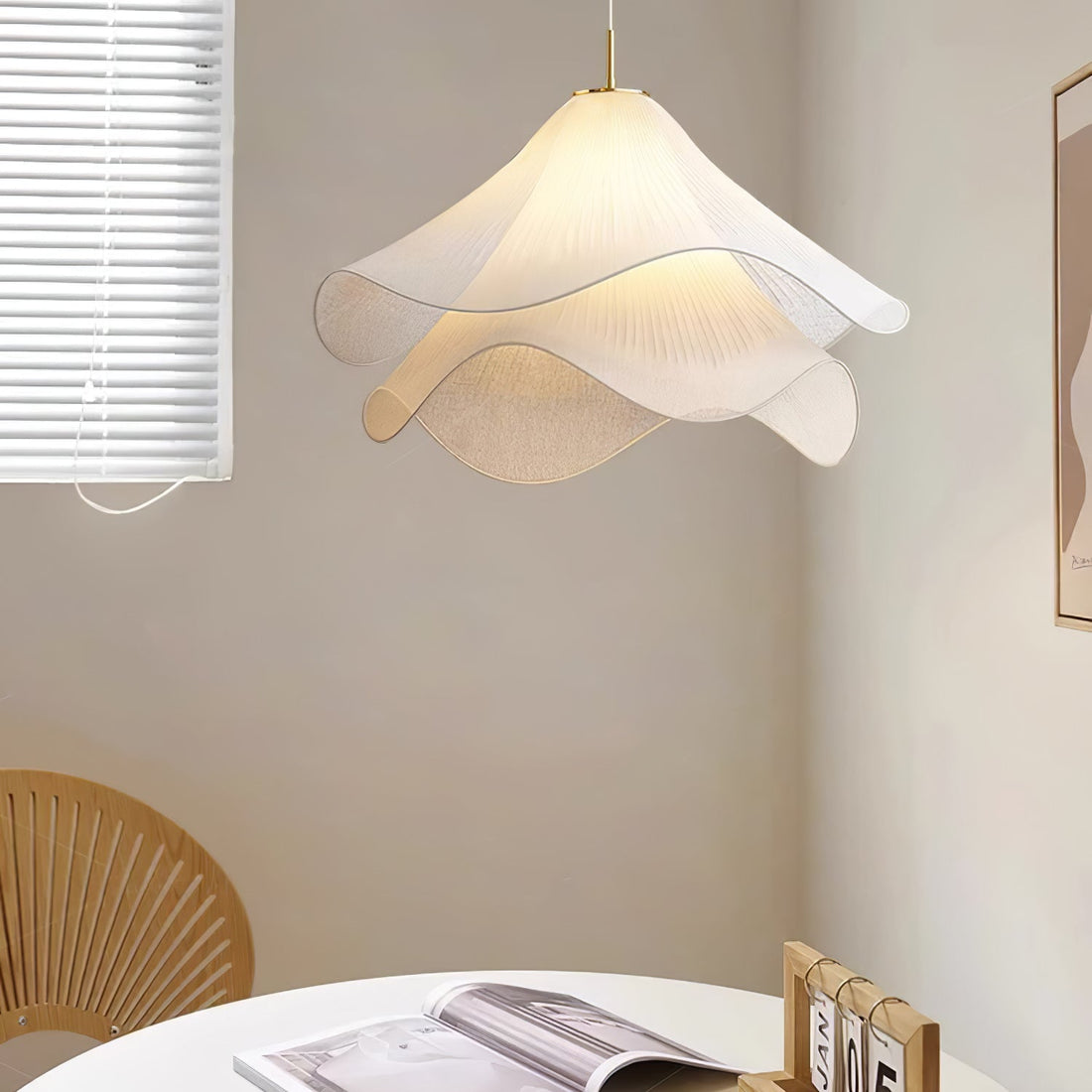 Ethereal Bloom French Floral Pleated Fabric Pendant Light