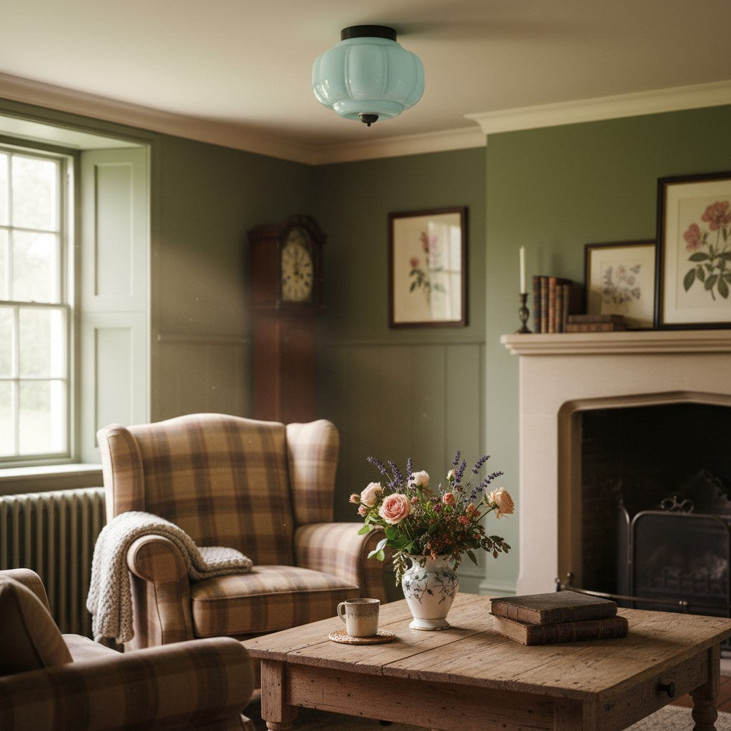 Vintage Eloise Milk Glass Flush Mount Ceiling Light - Vintage Charm Soft Glow