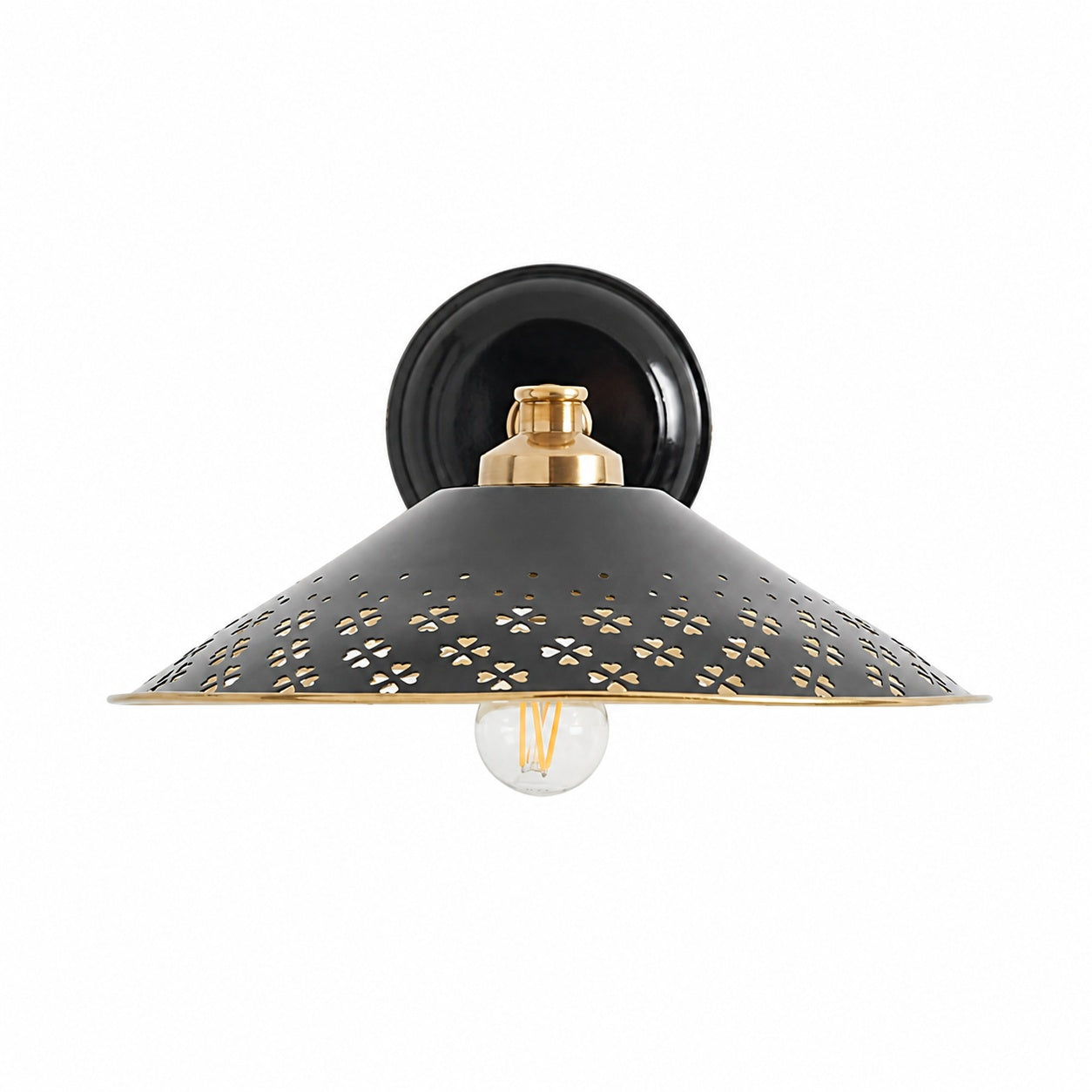 Auriglow Modern Wall Sconce – Brass Perforated Light for Bedroom or Hallway