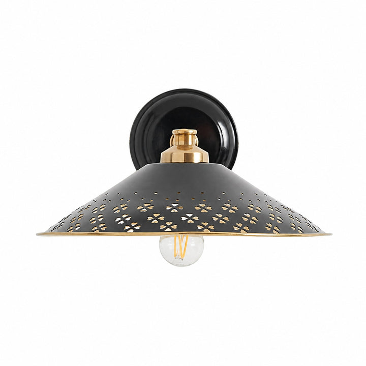 Auriglow Modern Wall Sconce – Brass Perforated Light for Bedroom or Hallway