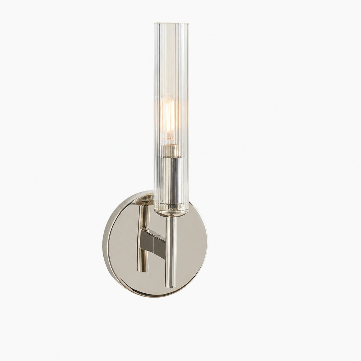 Bravira Ribbed Glass Wall Lamp - Tube Metal Light in Classic Finishes