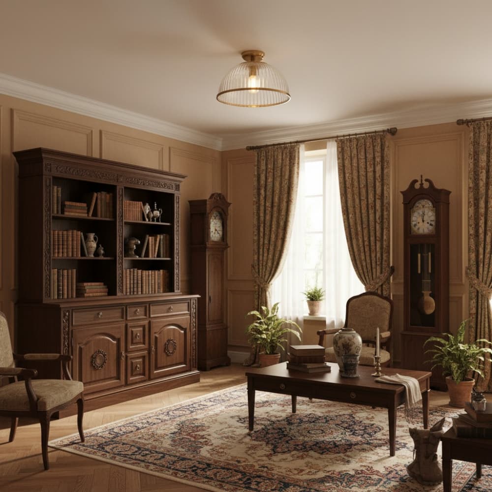 Luntra Ribbed Glass Uplighter Flush – Elegant Ceiling Light for Hallways and Bedrooms