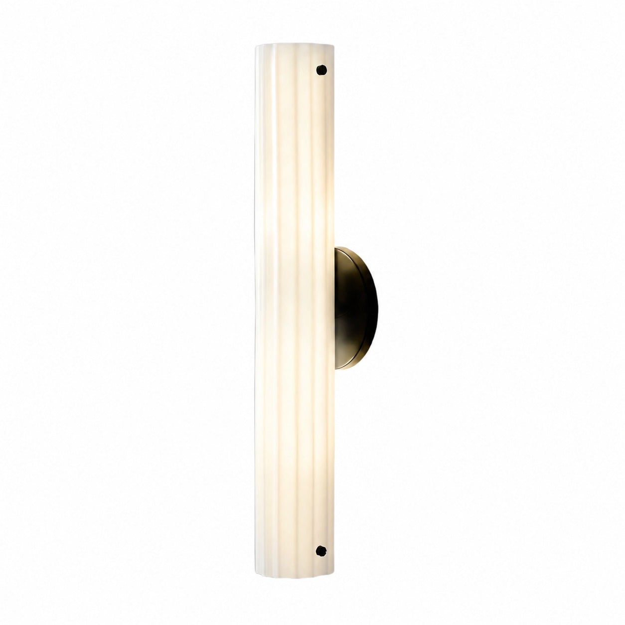 Trenia Steel Wall Sconce with Milky Glass Shade - Vertical Ribbed Design