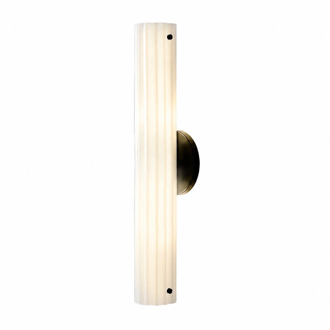 Trenia Steel Wall Sconce with Milky Glass Shade - Vertical Ribbed Design