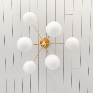 Alessora Brass Milk Glass Chandeliers- Great for Covered Outdoor Areas