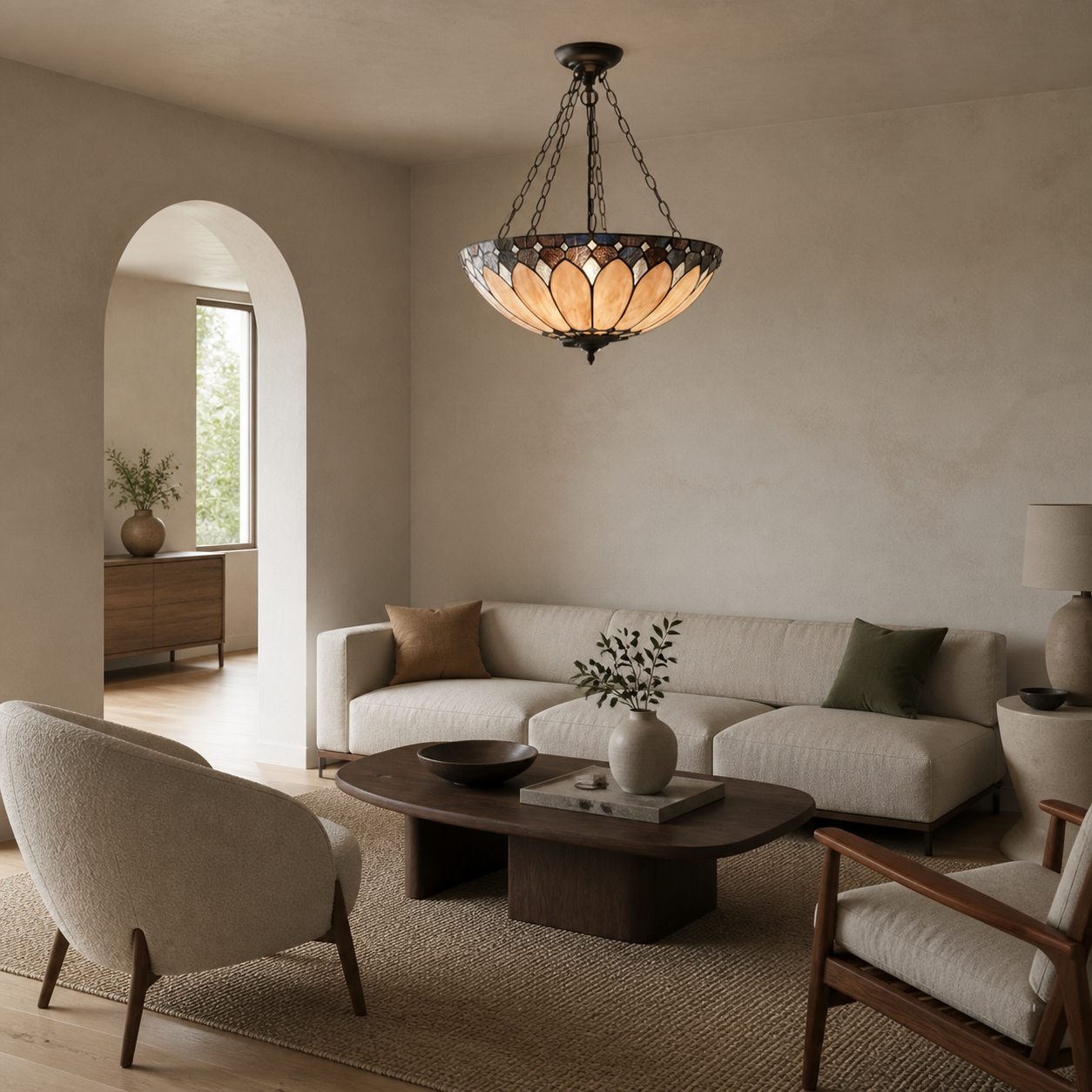 TF Brooklyn Inverted Pendant – Deco Glass Pendant Light with Adjustable Chain for Home Spaces
