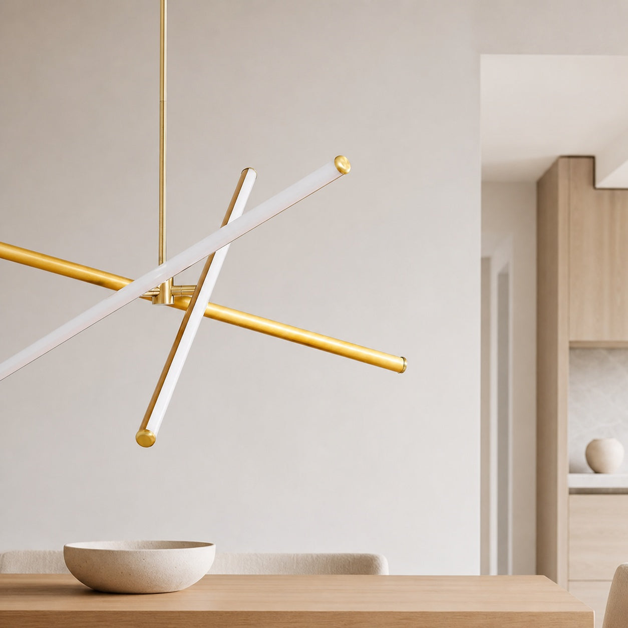 Voro Minimalist Chrome Light Rods - LED Semi-Flush Mount Ceiling Light
