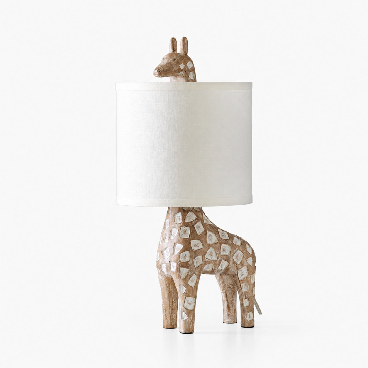Carved Wood Animal Table Lamp