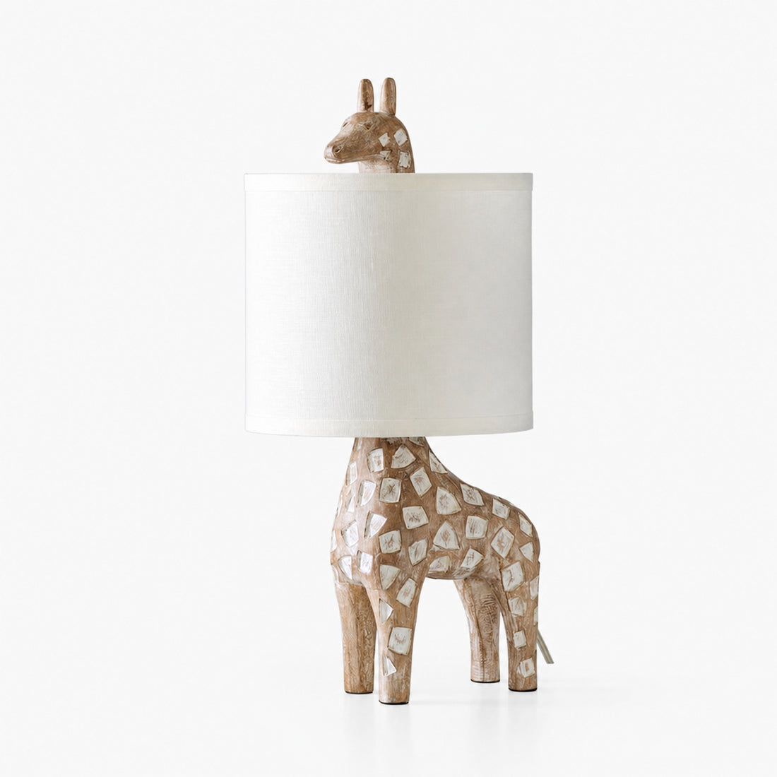 Carved Wood Animal Table Lamp