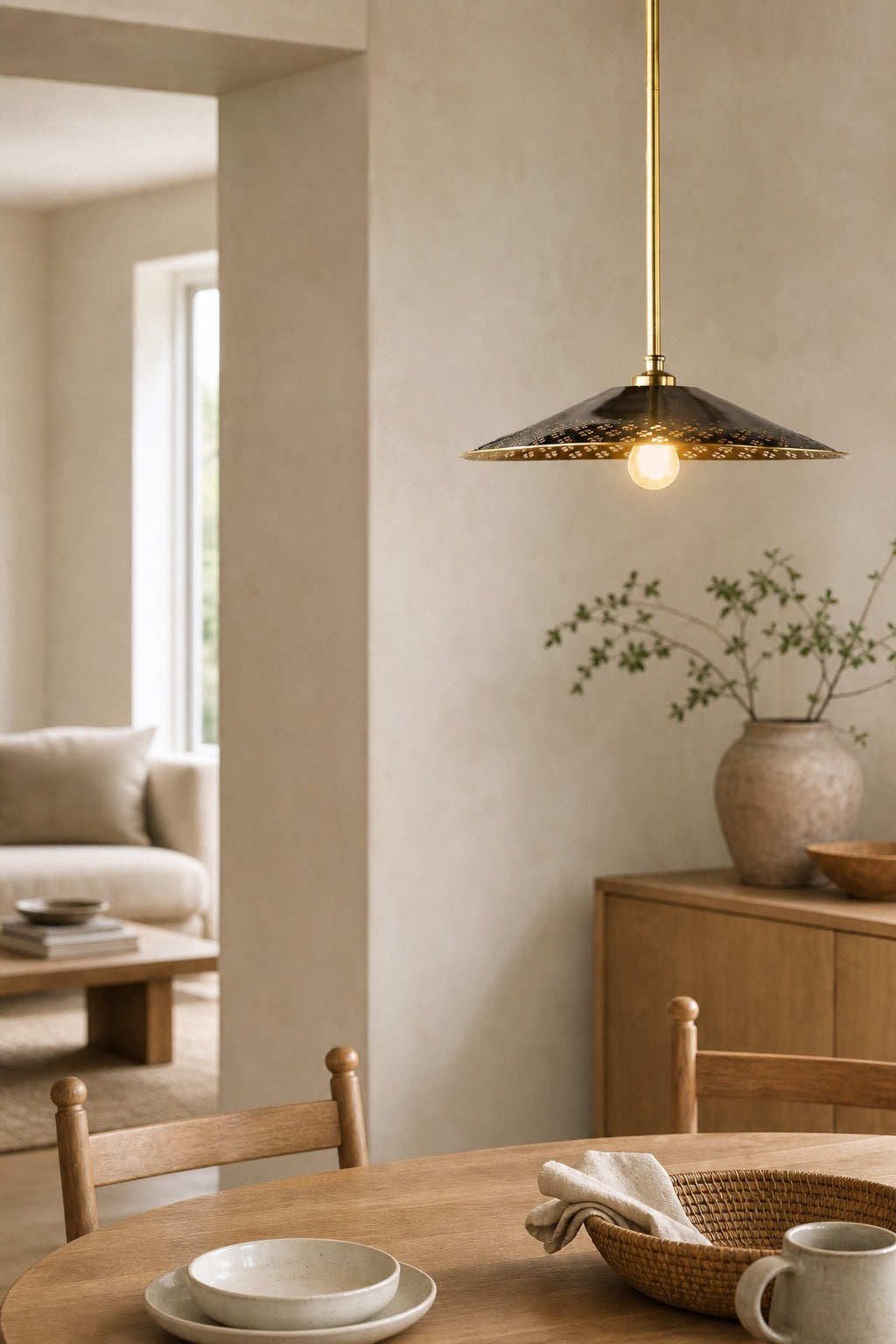 Auriglow Enameled Brass Pendant With Clover Cutout Shade