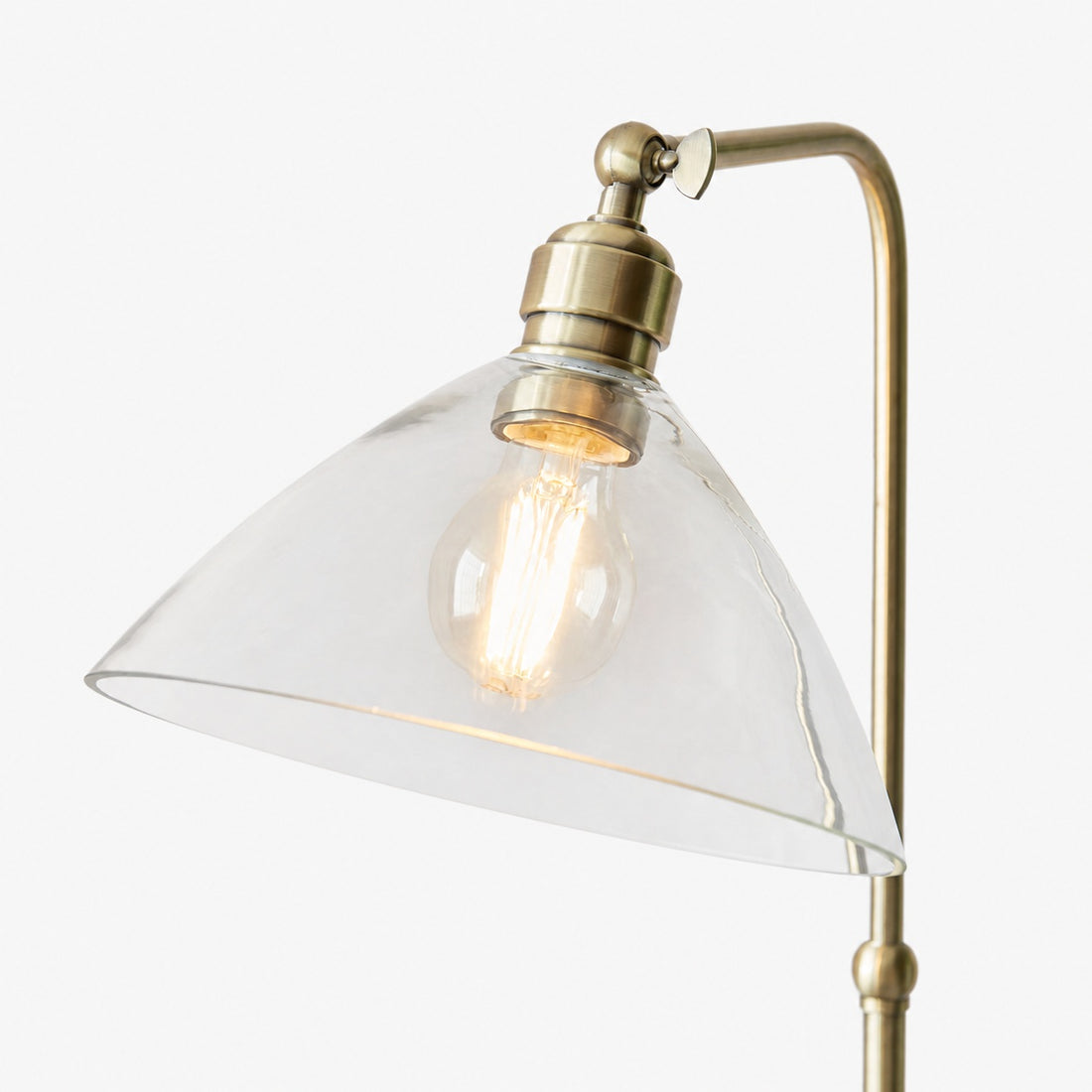 Clarione Art Deco Floor Lamp with Clear Glass Shade and Metal Base