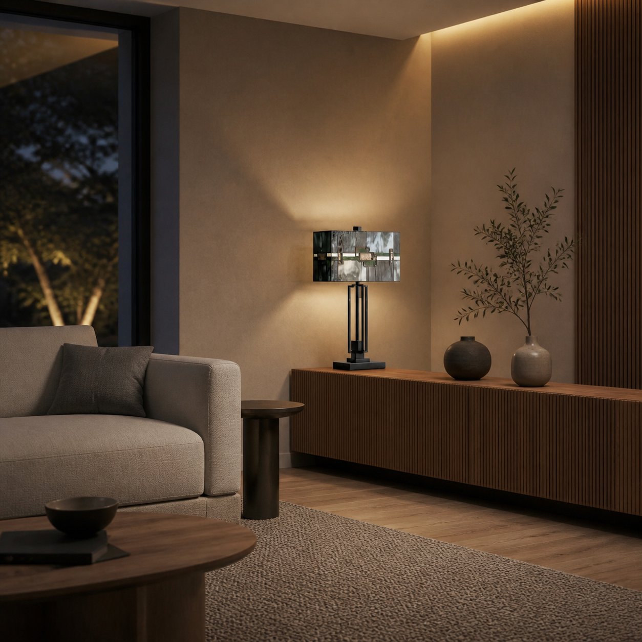 Culletto Stained-Glass Rectangular Table Lamp – Artisan Look for Bedrooms and Hallways