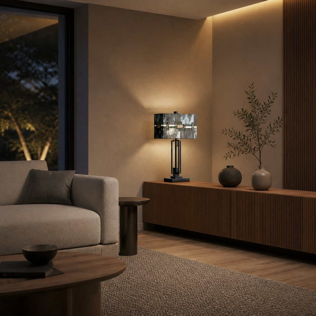 Culletto Stained-Glass Rectangular Table Lamp – Artisan Look for Bedrooms and Hallways