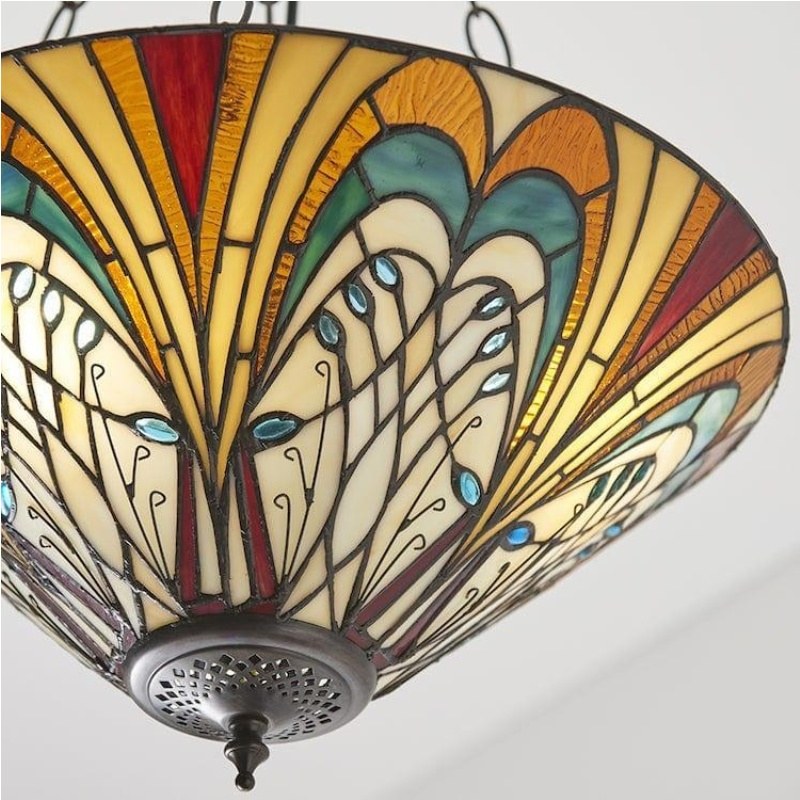 TF Hector Ceiling Light – Handcrafted Stained Glass Design Semi‑Flush or Pendant Fixture for Home