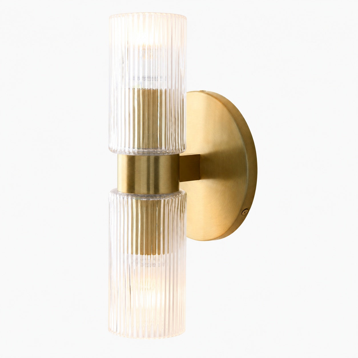 Rivora Fluted Glass Double Short Sconce - Indoor Outdoor Wall Light Elegance