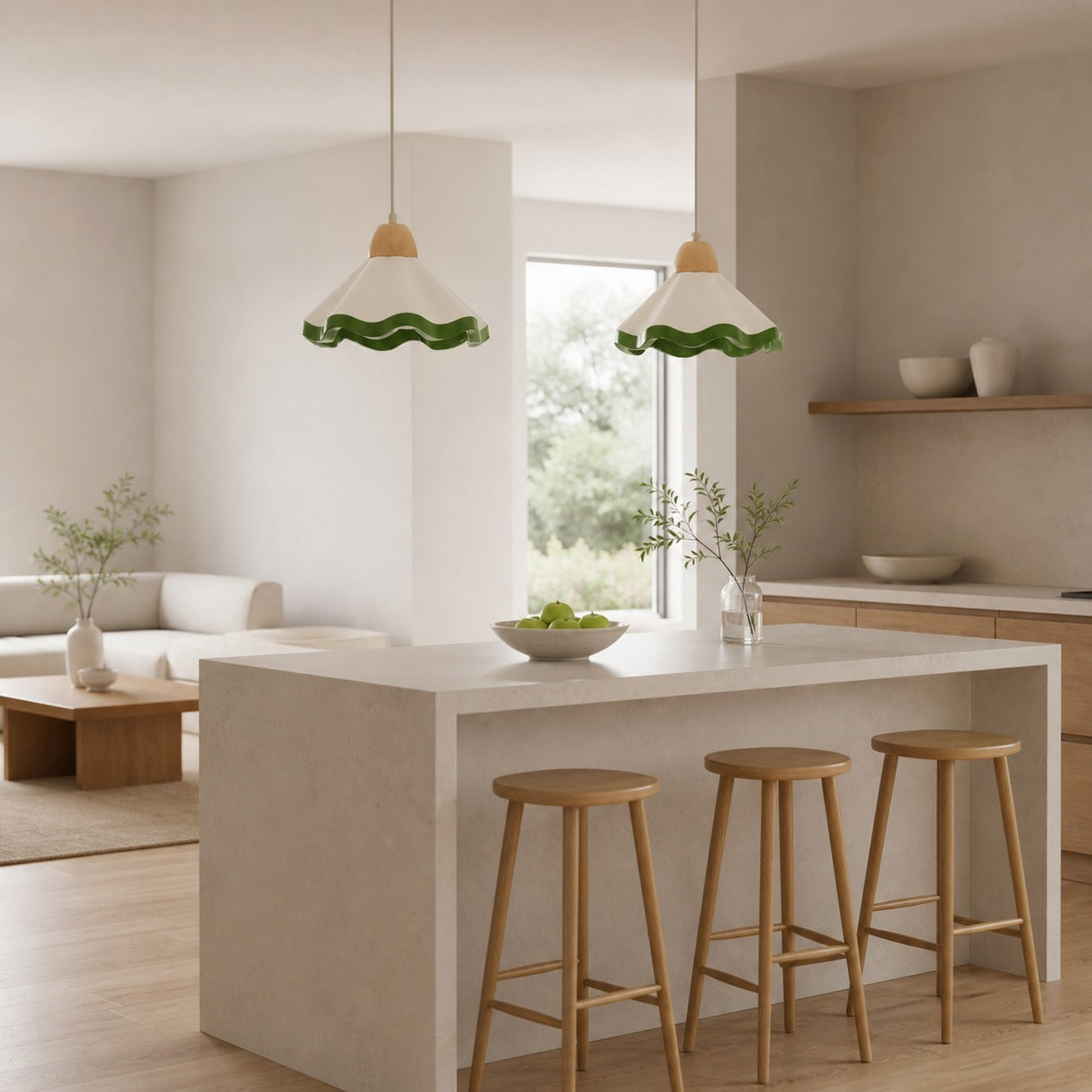 Moliro Scalloped Pendant Light - Modern Wavy Lighting for Dining Room