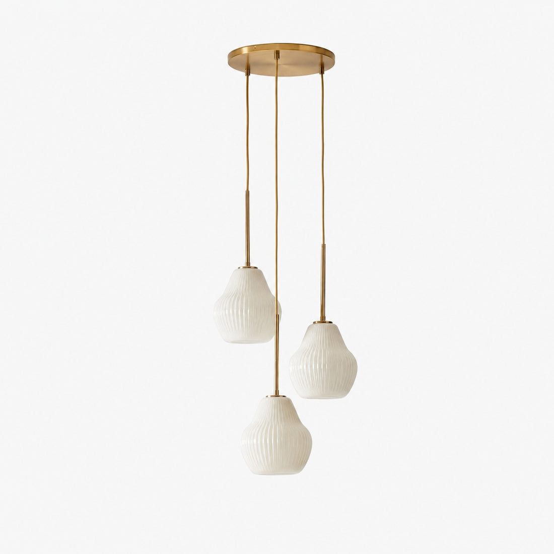 Rivrona Ribbed Glass 3-Light Chandelier - Sculptural Modern Lighting for Home