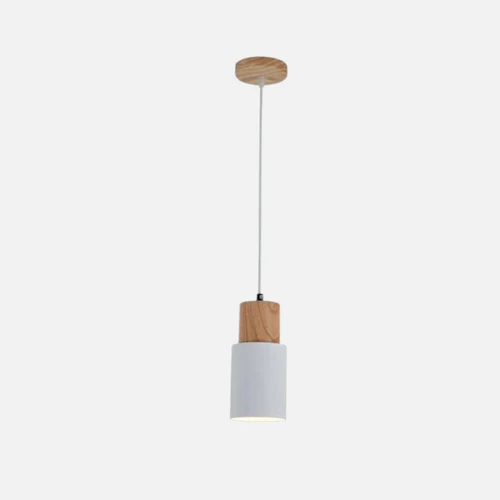 Metallic Pendant Light with Wooden Accents