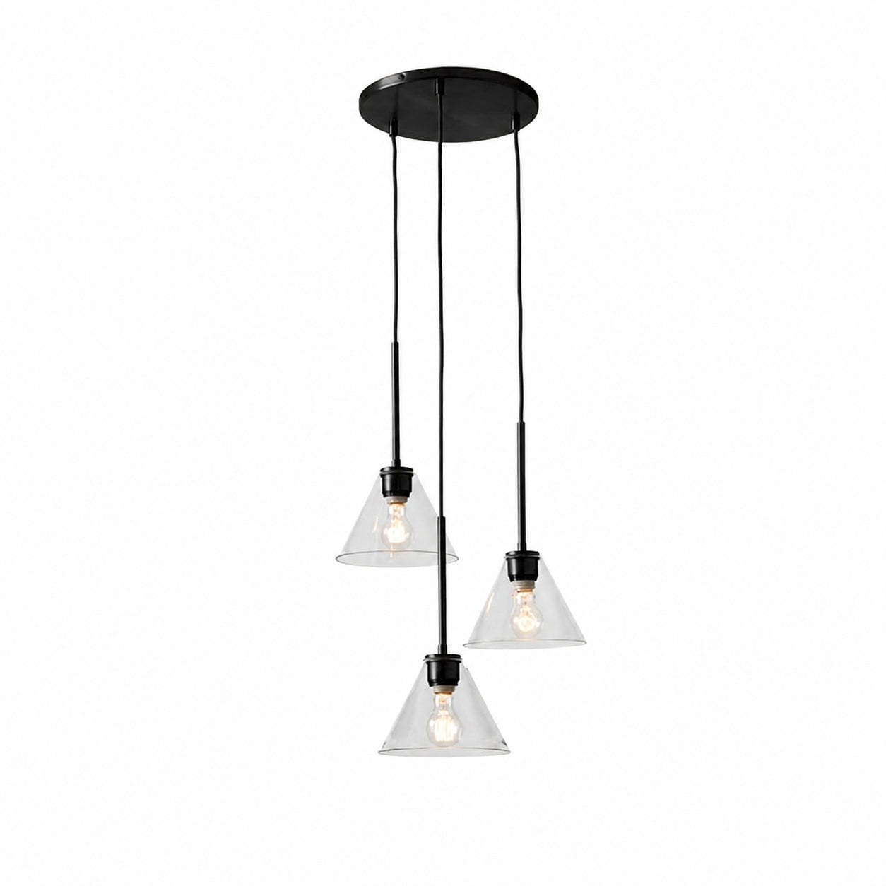 Conica 3-Light Cone Chandelier - Sculptural Glass Pendant Lighting Modern Style