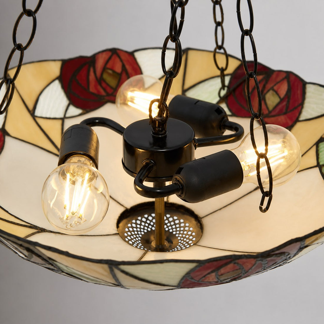 TF Ingram Handcrafted Stained Glass Ceiling Lamp – Vintage Art Deco Tiffany Light for Dining Room