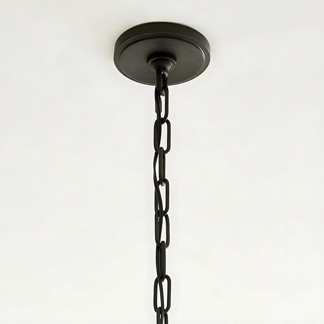 Reticula Open Iron Frame Chandelier - Indoor and Outdoor Hanging Light for Dining Room Living Room Entry