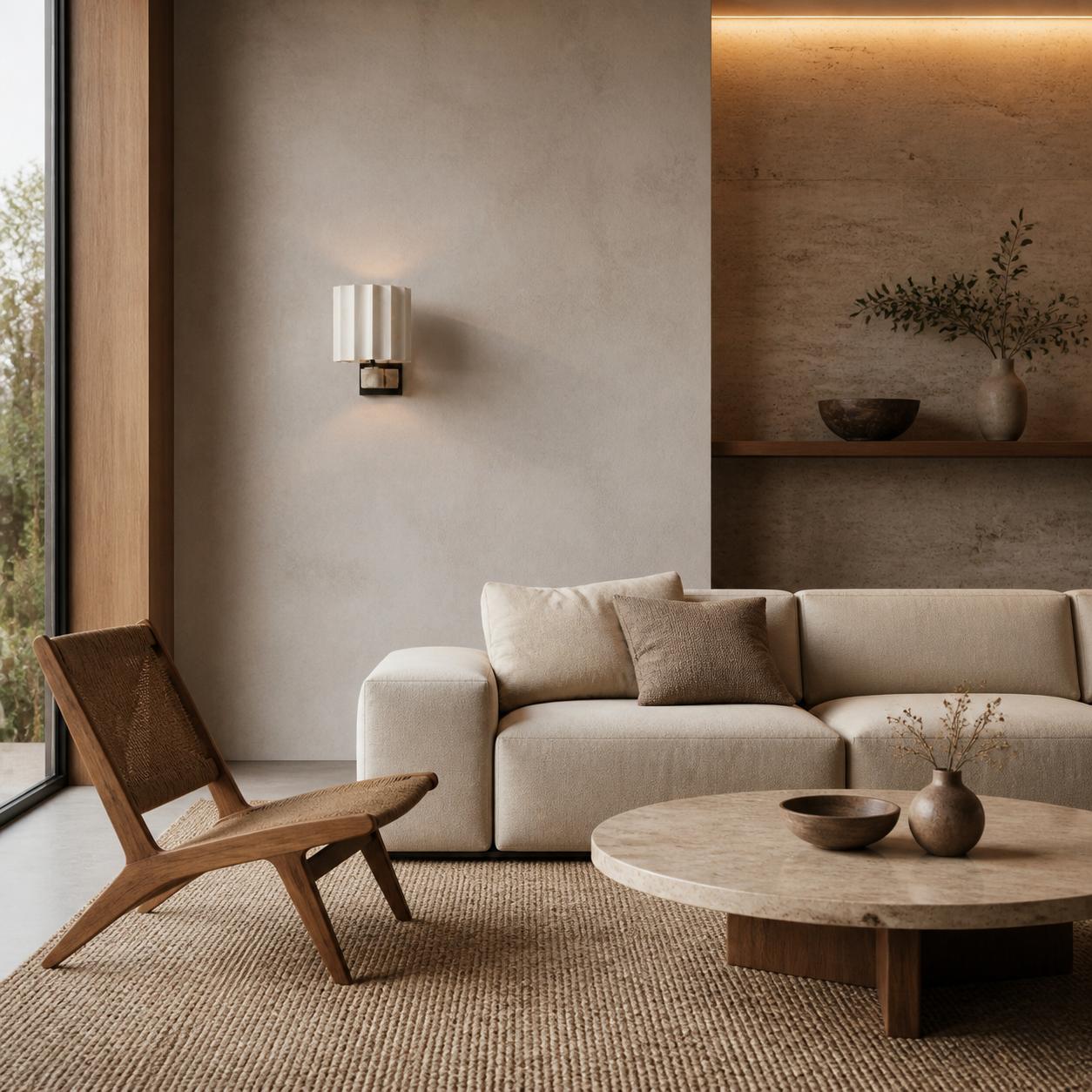 Cavilon Marble Decorative Wall Light – Elegant Linen Form, Suitable for Living Room or Hallway