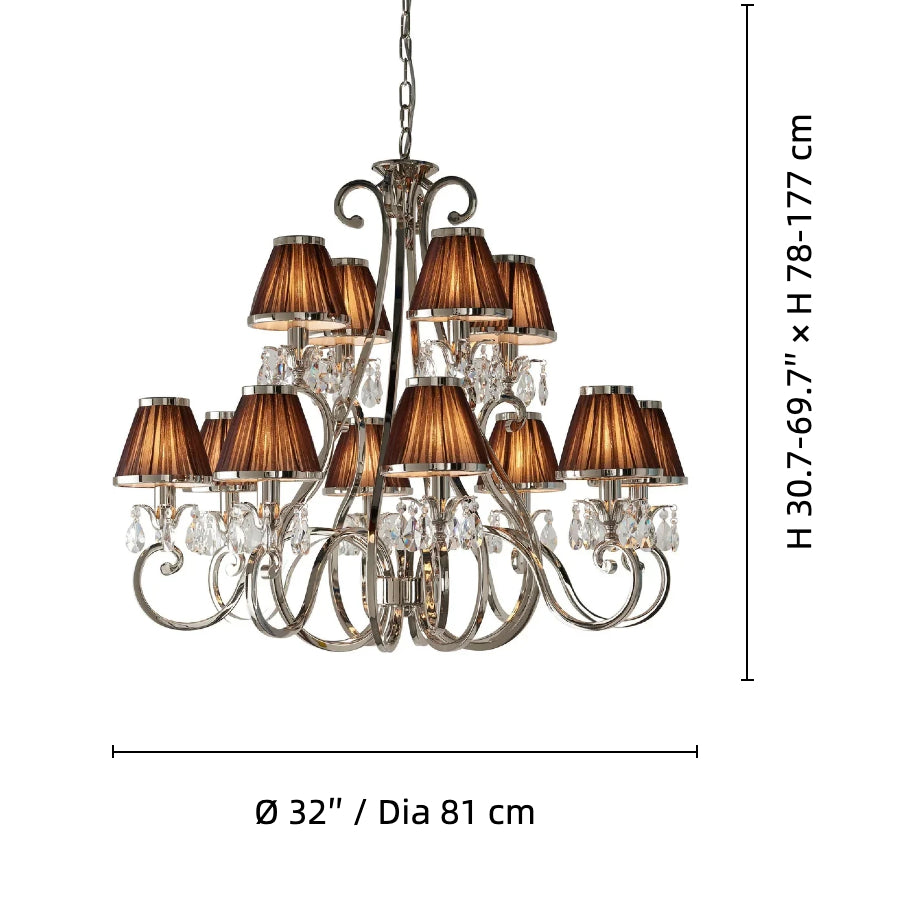 Talonis Multi-light Fabric Chandelier - Elegant Metal Curved Arms for Dining and Living