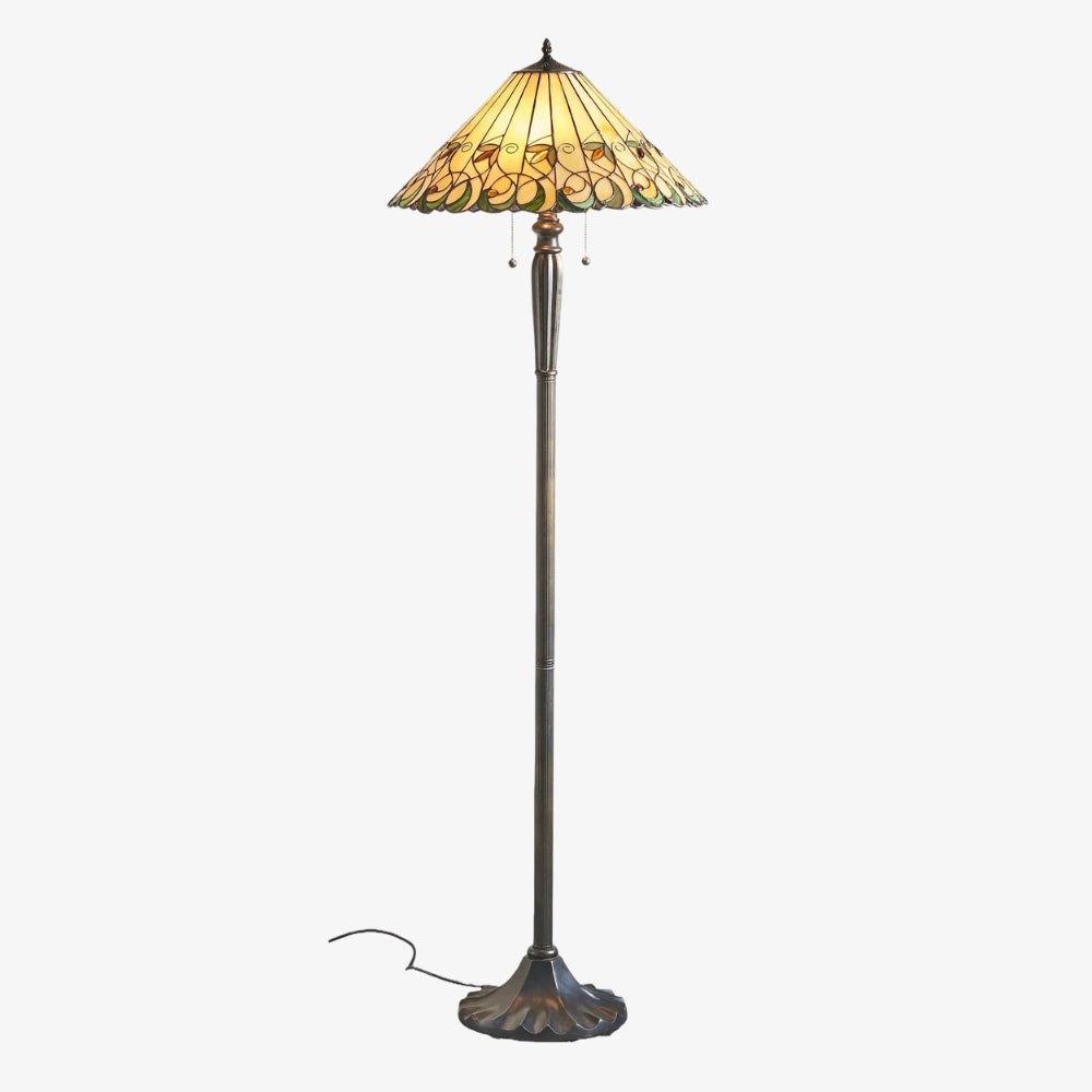 TF Jamelia Stained Glass Floor Lamp - Jewel-toned Mosaic Shade Decorative Floor Lamp Metal Column Finish Ideal for Reading Nook