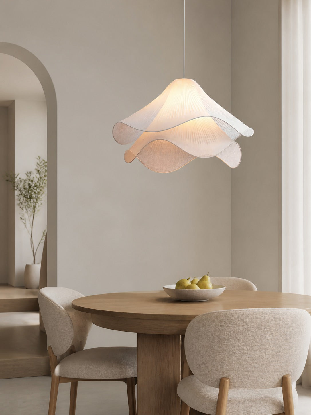 Ethereal Bloom French Floral Pleated Fabric Pendant Light