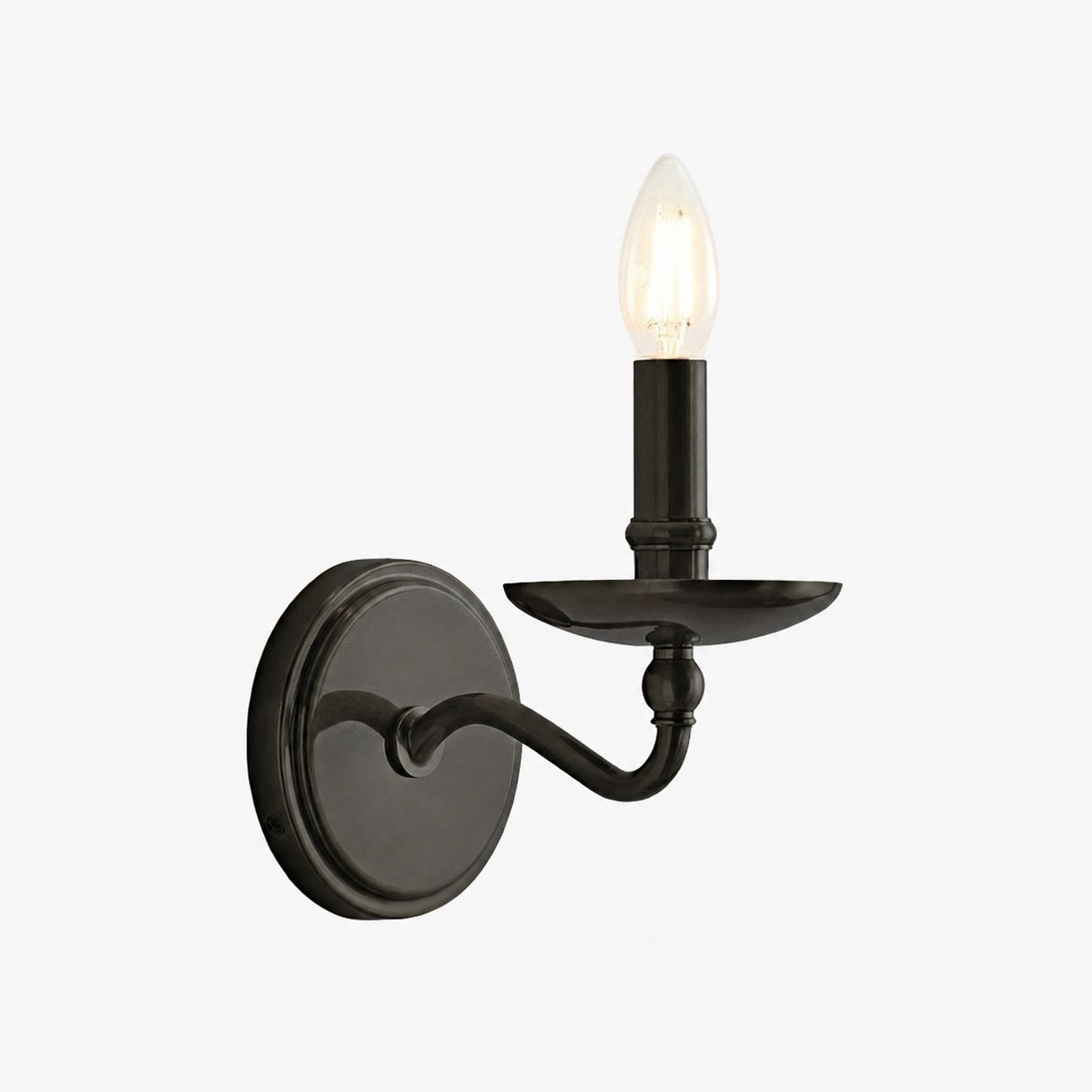 Tela Classic Iron Candle-Arm Wall Sconce – Rustic Metal Single or Double Fixture for Hallway and Dining