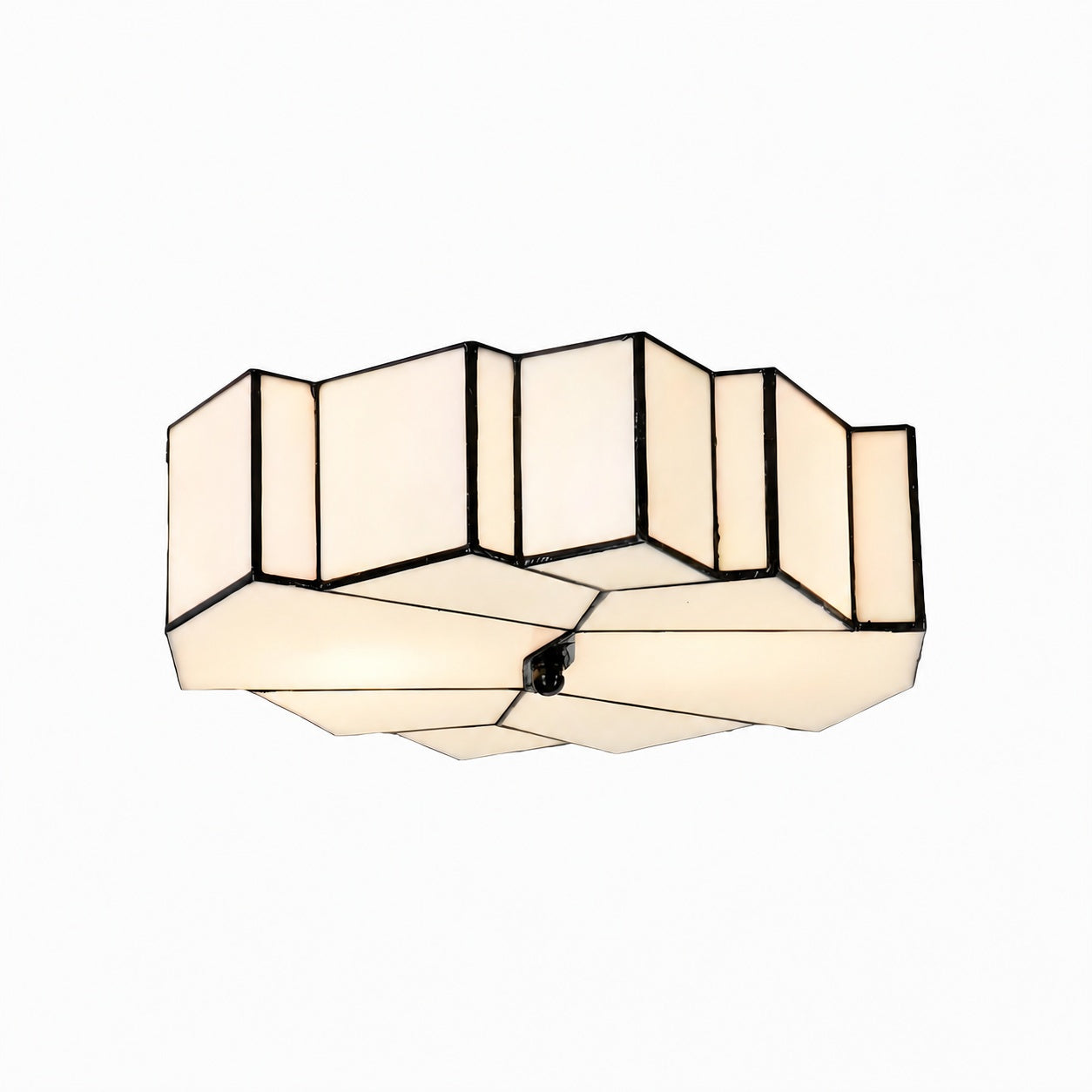 Kelsar Art Deco Tiffany Ceiling Light – Geometric Stained Glass Flush Mount Fixture for Living Room