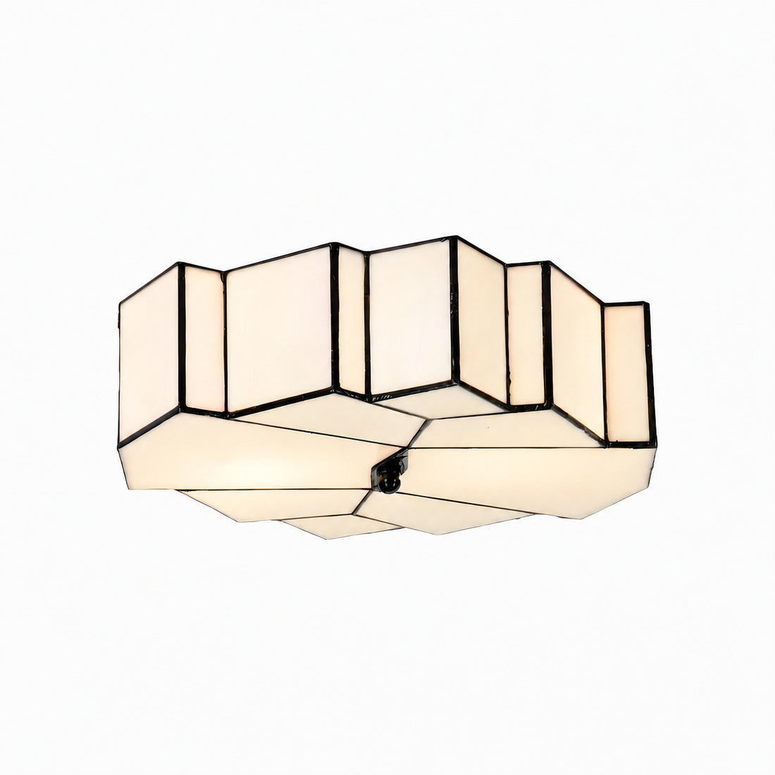 Kelsar Art Deco Tiffany Ceiling Light – Geometric Stained Glass Flush Mount Fixture for Living Room