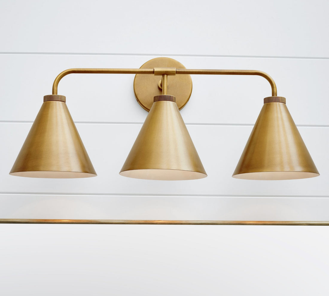 Korvi Iron Tapered Sconce Light - Wall Fixture in Black or Brass