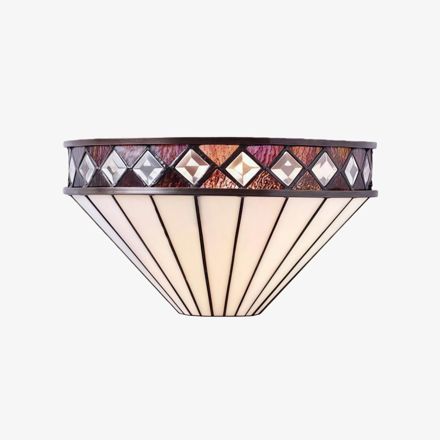 TF Fargo Art Deco Wall Light with Diamond Motif Design  – Glass Wall Sconce for Hallway & Bedroom