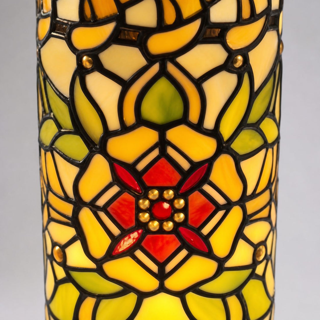 TF Angelique Art Nouveau Stained Glass Table Lamp - Handcrafted Floral Design for Living Room