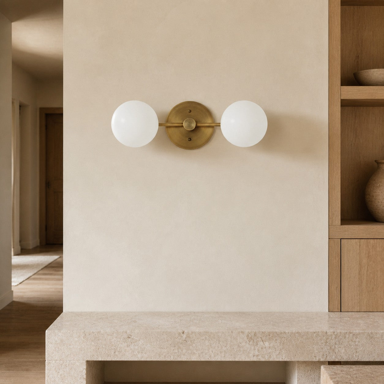Glorica Glass Vanity Light - Modern Brass Wall Sconce for Bathroom Style