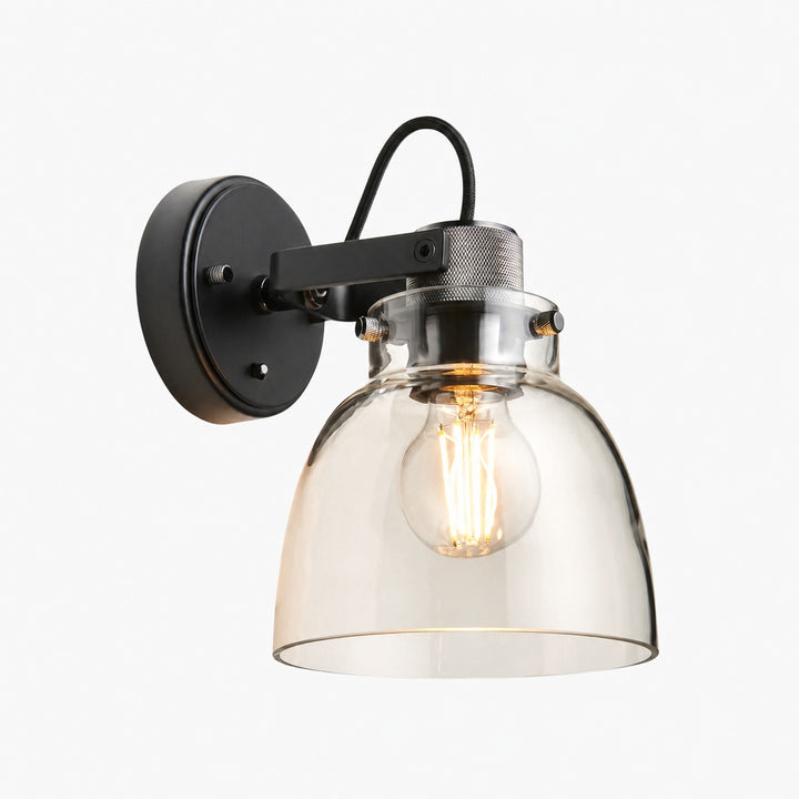 Readium Modern Glass-Shaded Wall Lamp – Adjustable Head for Bedrooms and Hallways