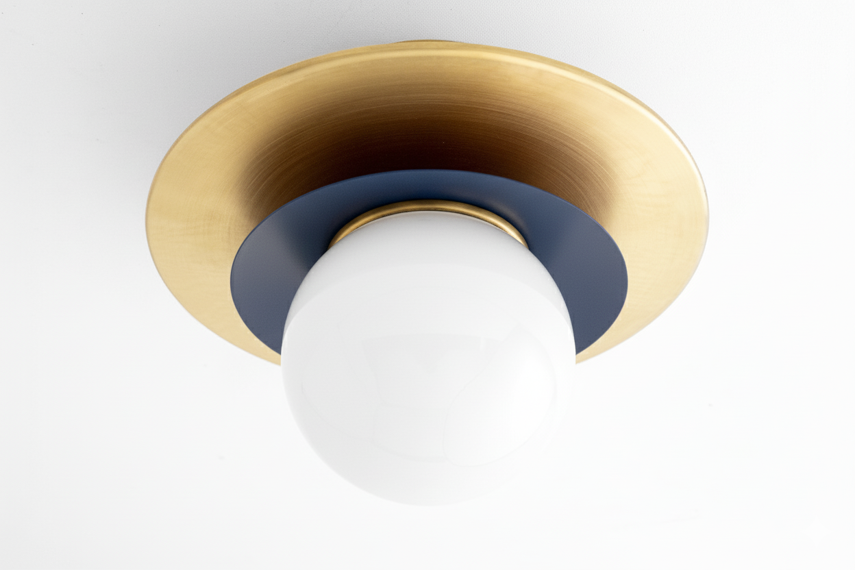 Artivo Layered Brass Globe Light – Versatile Opal Glass Ceiling or Wall Sconce for Stylish Spaces