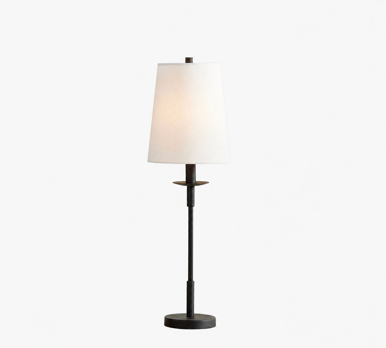 Rowan Modern Iron Table Lamp - Industrial Farmhouse Linen Bedside Reading Light