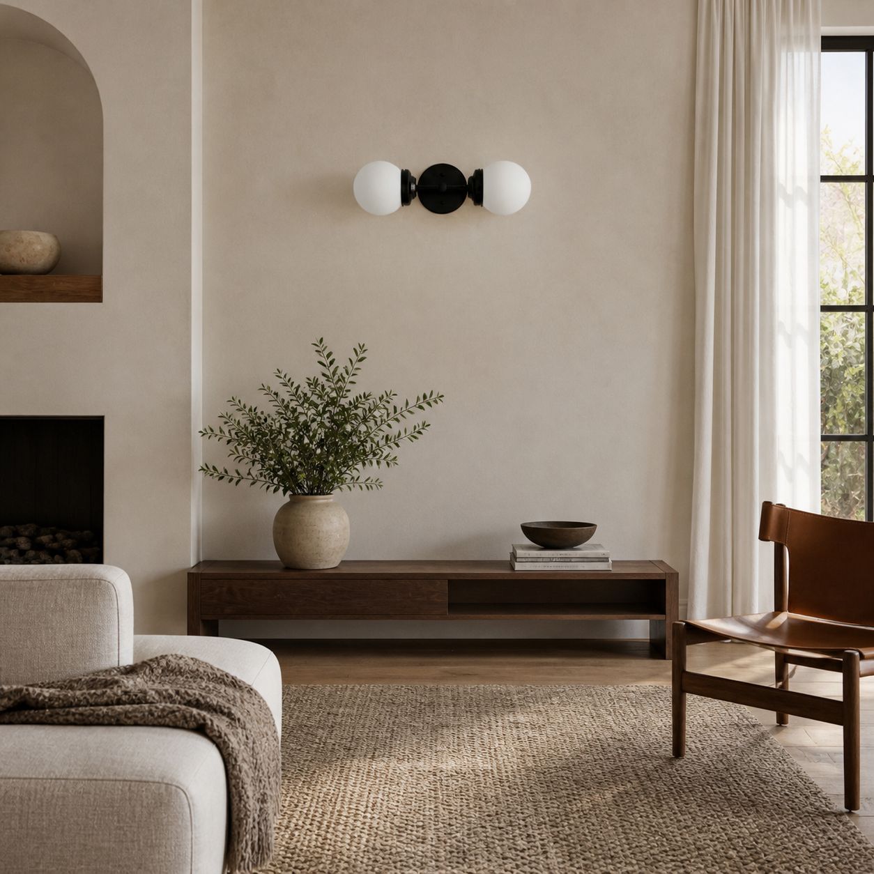 Lumio Globe Modern Geometric Sconce - Two Light Bathroom Vanity Lighting