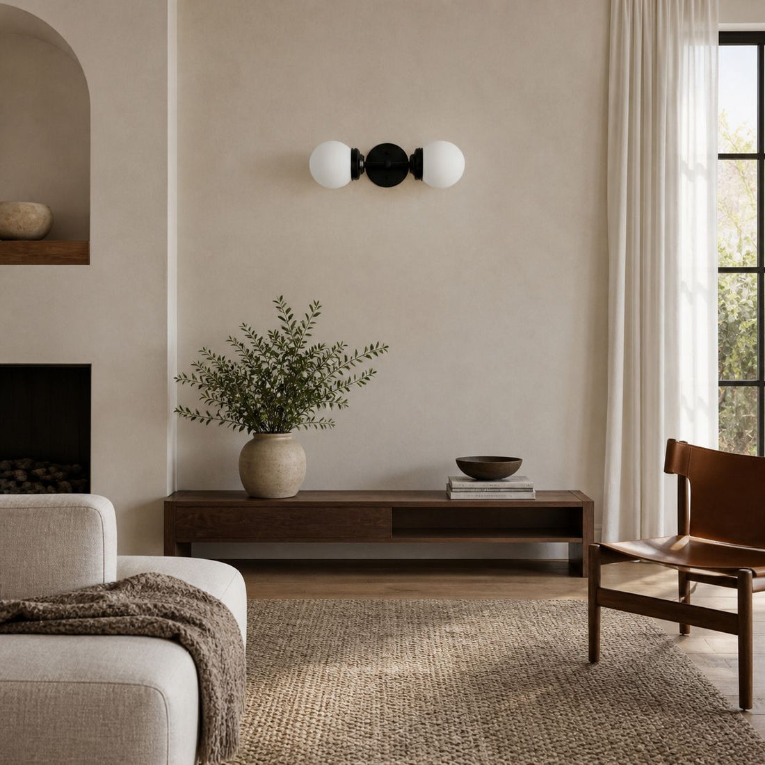Lumio Globe Modern Geometric Sconce - Two Light Bathroom Vanity Lighting