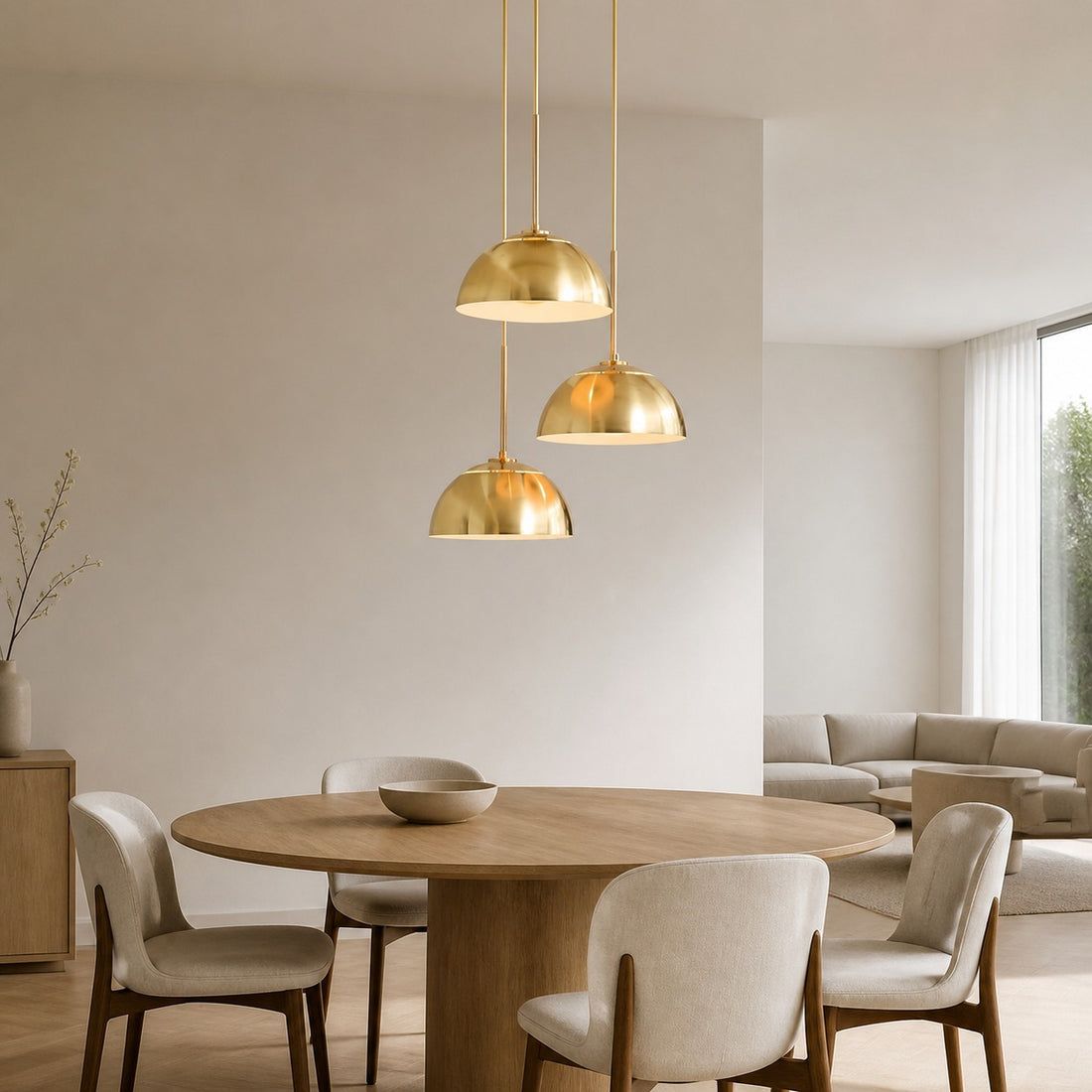 Parvion Modern Adjustable 3-Head Sculptural Metal Pendant Light