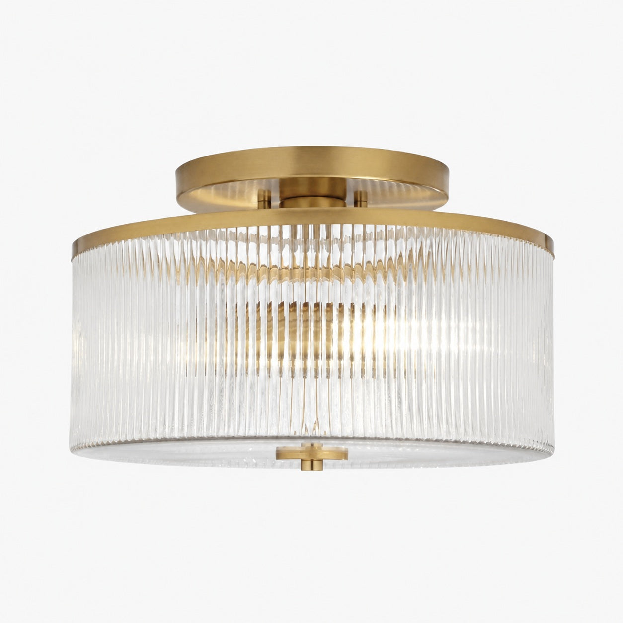 Rilona Striped Glass Drum Ceiling Fixture — Classic Semi-Flush Light for Bedroom or Office U13