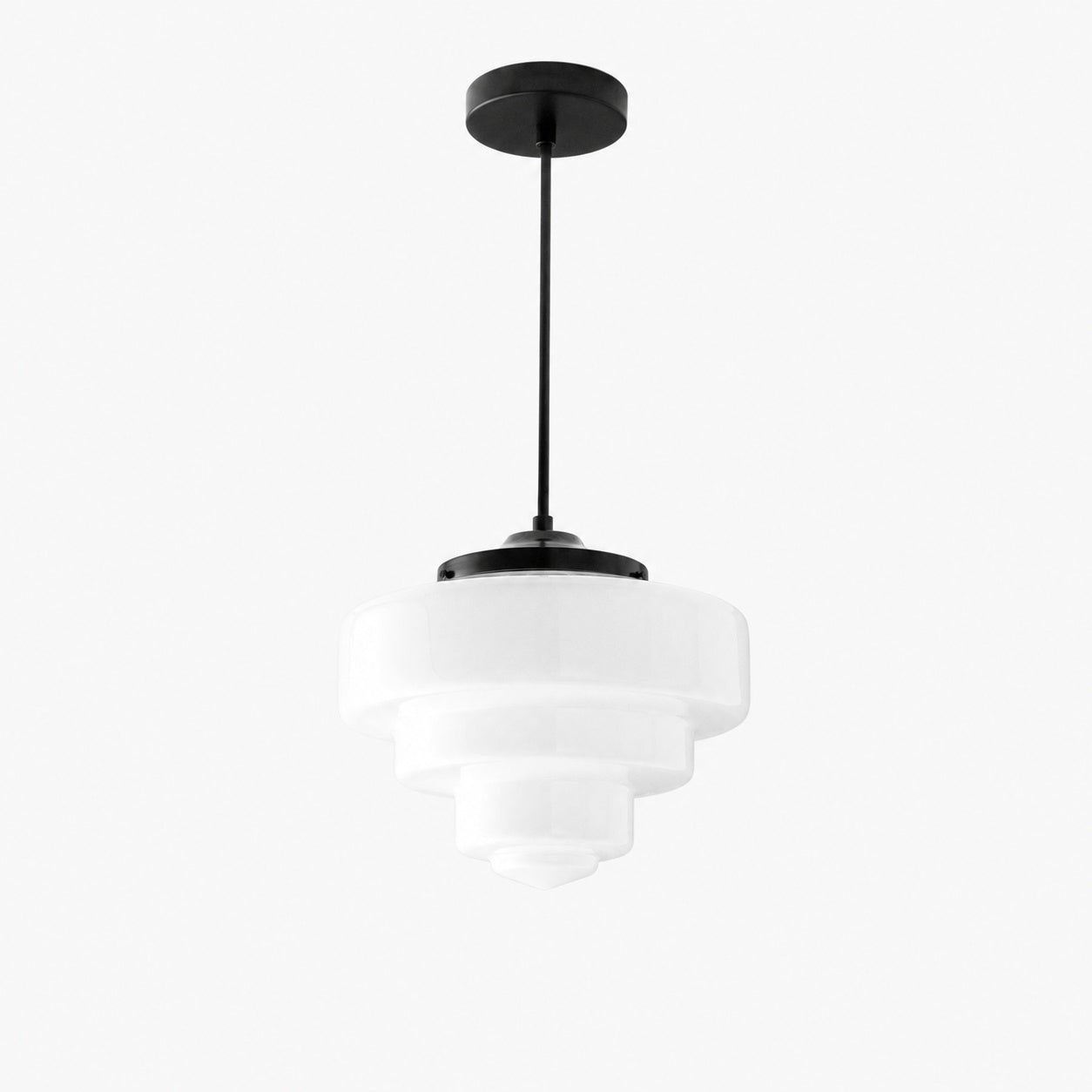 Geotower Glass Brass Pendant Light – Art Deco Opal Globe Ceiling Fixture