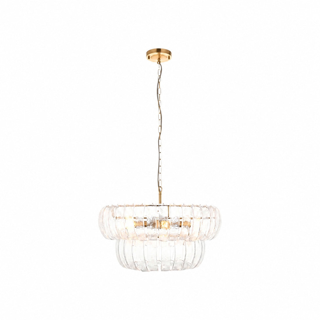 Solara 6-Light Tiered Pendant – Cascading Curved Glass and Metal-Frame for Dining & Entry