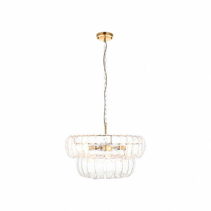 Solara 6-Light Tiered Pendant – Cascading Curved Glass and Metal-Frame for Dining & Entry