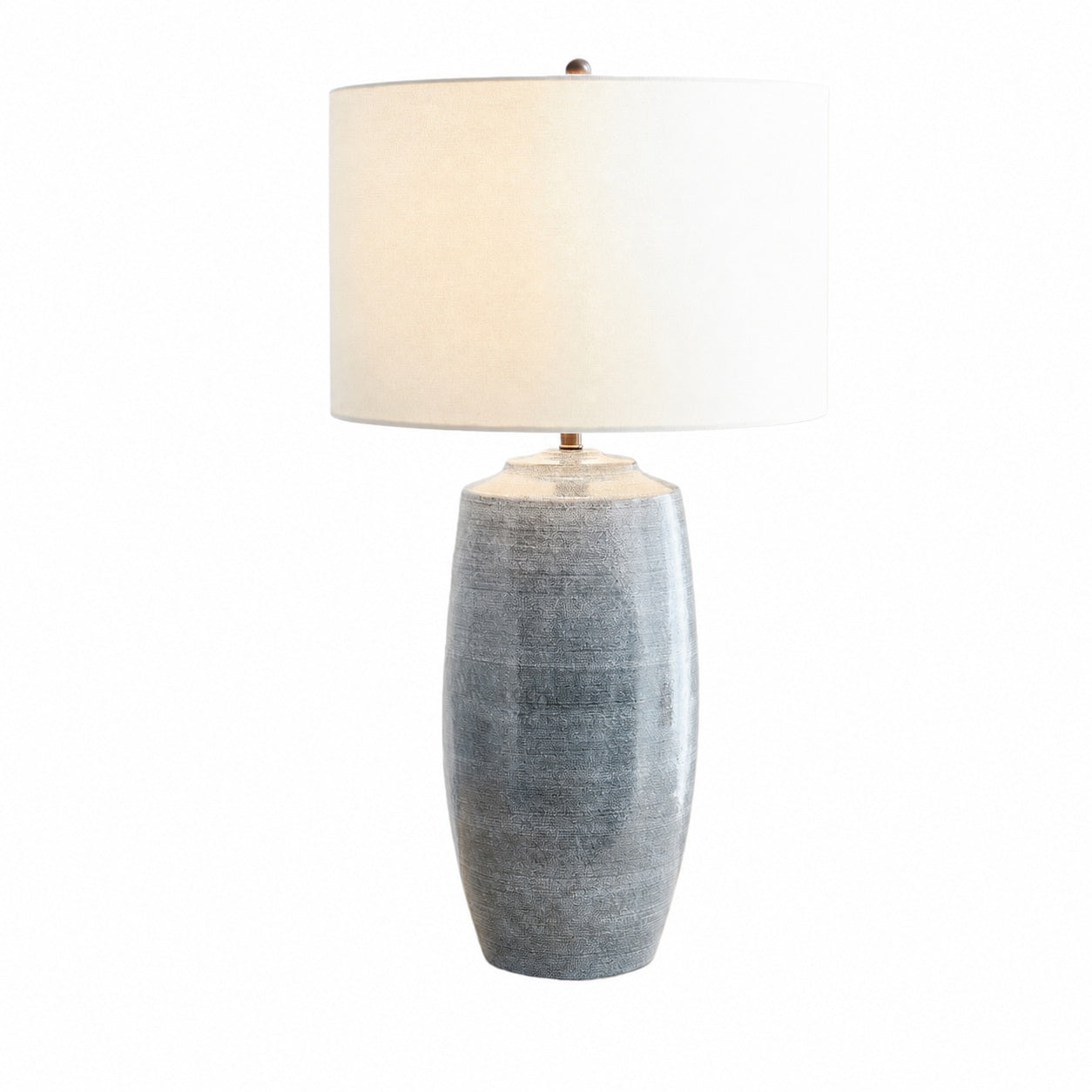 Ceruna Linen Lampshade Ceramic Table Lamp – Metal Frame and Ceramic Base for Home Office Lighting