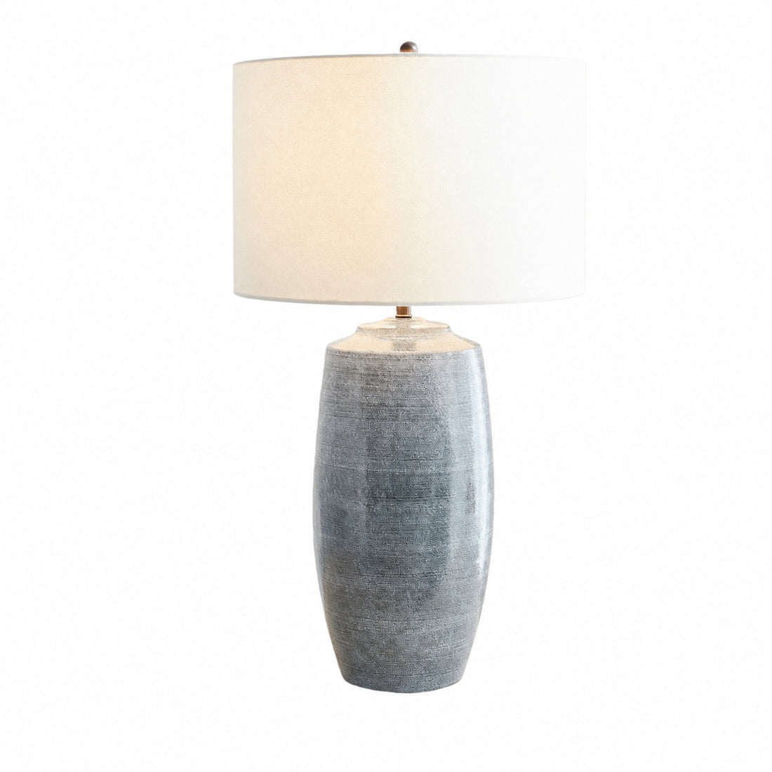 Ceruna Linen Lampshade Ceramic Table Lamp – Metal Frame and Ceramic Base for Home Office Lighting